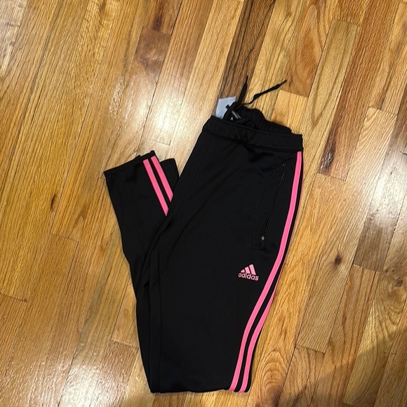 Adidas Black and Pink Joggers with Signature Stripes - Picture 1 of 1